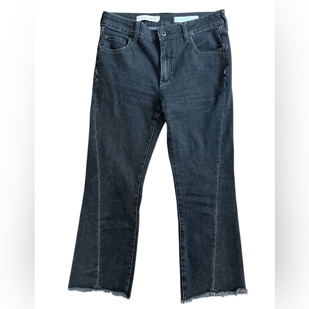 Pilcro Anthropologie High Rise Flare Black Jeans Size 28 Cropped Denim